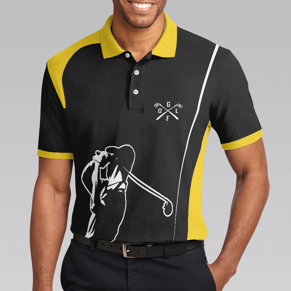 Golf Men Polo Shirts - Vintage Golf Best Papa By Par Black Yellow Background Men Polo Shirts, Golf Shirt For Men - Perfect Gift For Men, Golfers - Amzanimalsgift