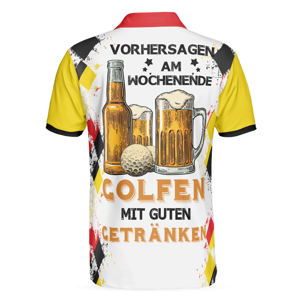 Golf Men Polo Shirts - Vorhersagen Am Wochenende German Argyle Pattern Skeleton Golfer Men Polo Shirts - Perfect Gift For Men, Golfers, Golf Lover - Amzanimalsgift