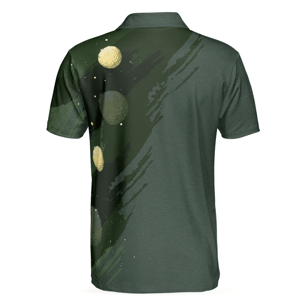 Golf Men Polo Shirts - Water Color Golf Skull With Golf Ball Dark Green Background Men Polo Shirts - Perfect Gift For Men, Golfers, Golf Lover - Amzanimalsgift