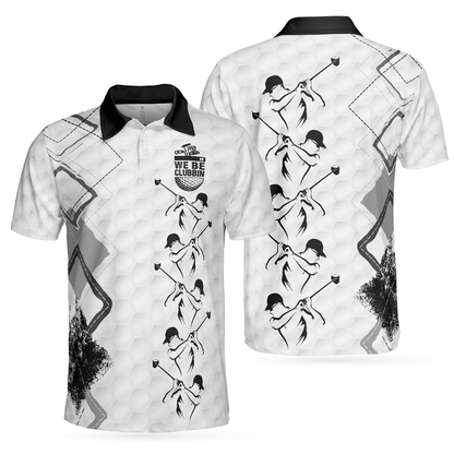 Golf Men Polo Shirts - We Be Clubbin Golf Pattern White Background Men Polo Shirts, Best Golf Shirt For Men - Perfect Gift For Men, Golfers - Amzanimalsgift