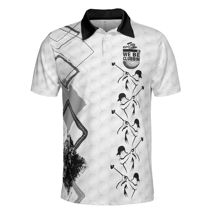 Golf Men Polo Shirts - We Be Clubbin Golf Pattern White Background Men Polo Shirts, Best Golf Shirt For Men - Perfect Gift For Men, Golfers - Amzanimalsgift