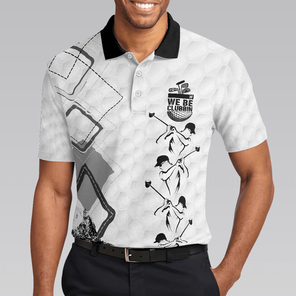 Golf Men Polo Shirts - We Be Clubbin Golf Pattern White Background Men Polo Shirts, Best Golf Shirt For Men - Perfect Gift For Men, Golfers - Amzanimalsgift