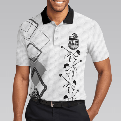 Golf Men Polo Shirts - We Be Clubbin Golf Pattern White Background Men Polo Shirts, Best Golf Shirt For Men - Perfect Gift For Men, Golfers - Amzanimalsgift