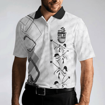 Golf Men Polo Shirts - We Be Clubbin Golf Pattern White Background Men Polo Shirts, Best Golf Shirt For Men - Perfect Gift For Men, Golfers - Amzanimalsgift