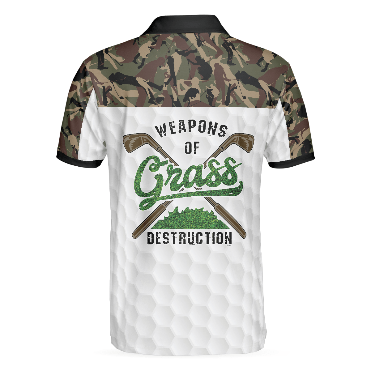 Golf Men Polo Shirts - Weapon Of Grass Destruction Camo Pattern White Background Men Polo Shirts - Perfect Gift For Men, Golfers, Golf Lover - Amzanimalsgift