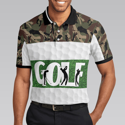 Golf Men Polo Shirts - Weapon Of Grass Destruction Camo Pattern White Background Men Polo Shirts - Perfect Gift For Men, Golfers, Golf Lover - Amzanimalsgift