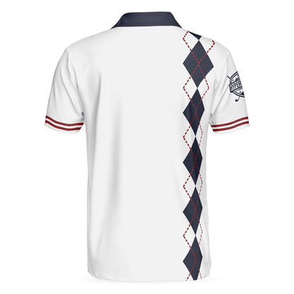 Golf Men Polo Shirts - Weapons Of Grass Destruction White And Navy Argyle Pattern Men Polo Shirts - Perfect Gift For Men, Golfers, Golf Lover - Amzanimalsgift