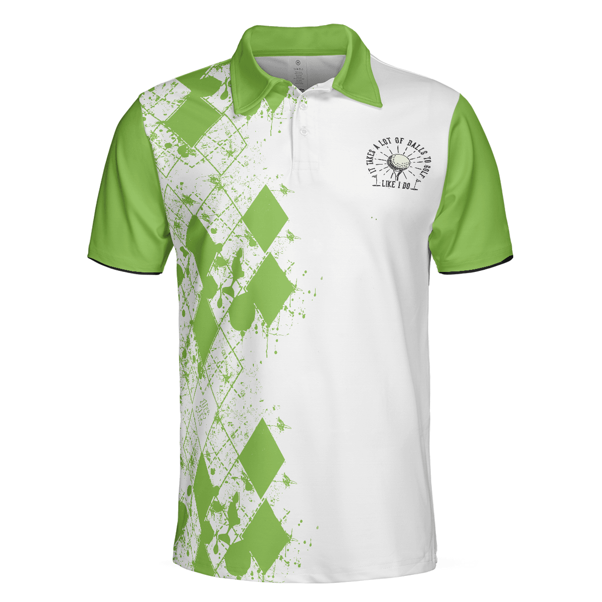 Golf Men Polo Shirts - White And Green Argyle Pattern Life Like A Golf Hole In One Is Perfect Men Polo Shirts - Perfect Gift For Men, Golfers - Amzanimalsgift