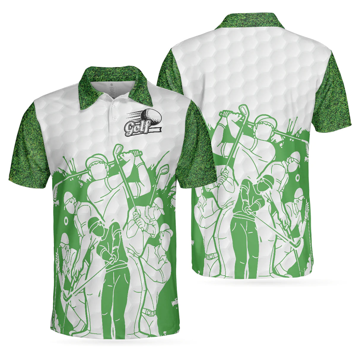 Golf Men Polo Shirts - White And Green Golfers Men Polo Shirts, King Of The Green Polo Shirt - Perfect Gift For Men, Golfers, Golf Lover, Male Players - Amzanimalsgift