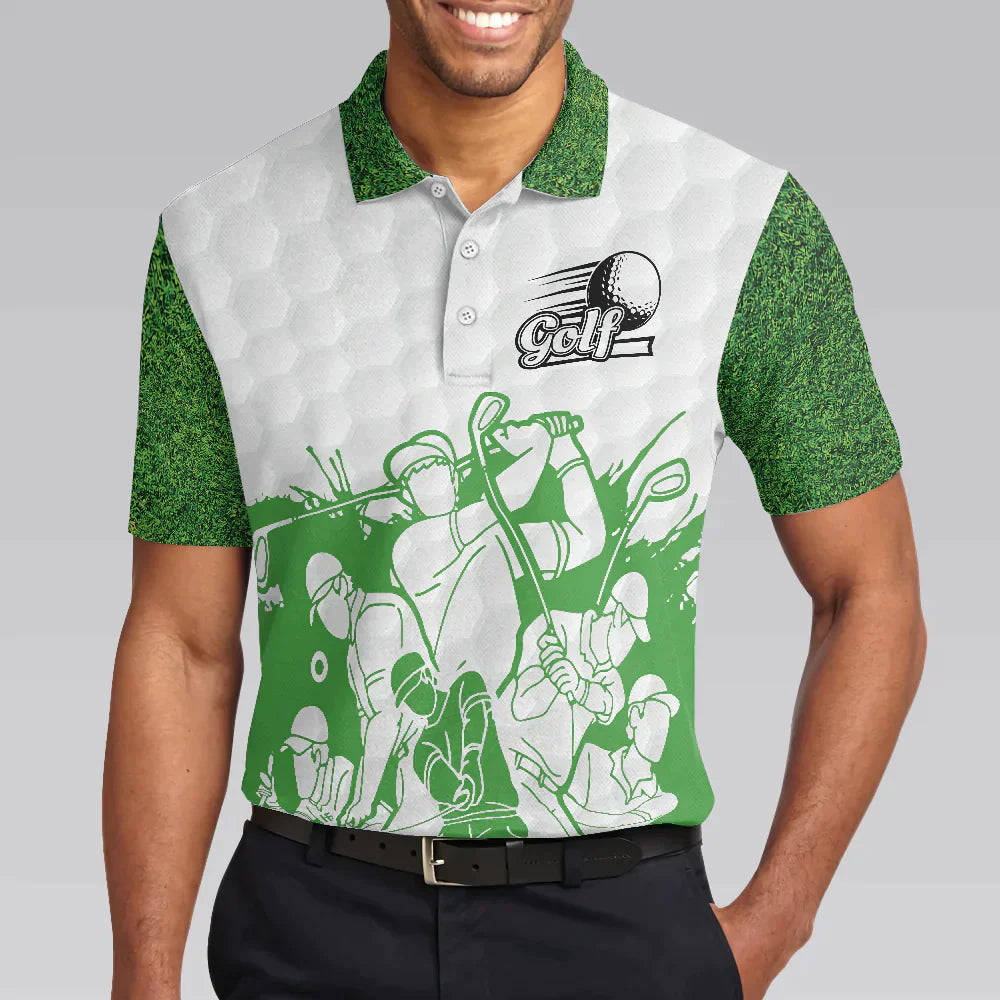 Golf Men Polo Shirts - White And Green Golfers Men Polo Shirts, King Of The Green Polo Shirt - Perfect Gift For Men, Golfers, Golf Lover, Male Players - Amzanimalsgift