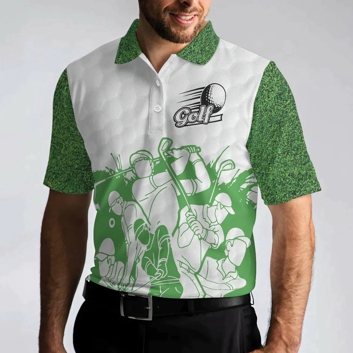 Golf Men Polo Shirts - White And Green Golfers Men Polo Shirts, King Of The Green Polo Shirt - Perfect Gift For Men, Golfers, Golf Lover, Male Players - Amzanimalsgift