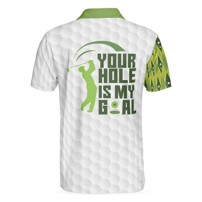 Golf Men Polo Shirts - Your Hole Is My Goal Green Argyle Pattern Polo Shirt, White And Green Golfing Shirt For Male Golfers - Perfect Gift For Men - Amzanimalsgift