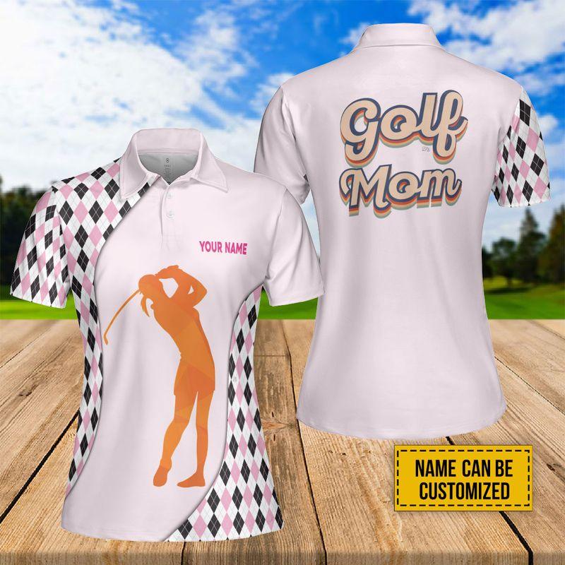 Golf Mom Custom Name Women Polo Shirt, Pink Golfer Personalized Women Polo Shirt Perfect Gift Sport For Mother's Day, Mama, Women, Team Golfers - Amzanimalsgift