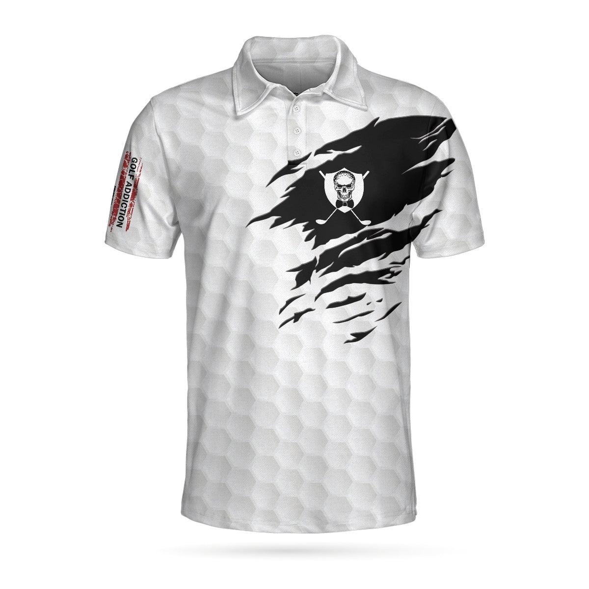 Golf Polo Shirt, Golf Love Heart Skull Polo Shirt, Golf Pattern Skeleton Golfer American Flag Polo Shirt - Perfect Gift For Men, Golfer - Amzanimalsgift