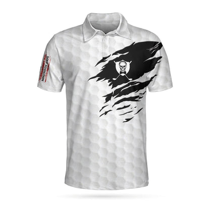 Golf Polo Shirt, Golf Love Heart Skull Polo Shirt, Golf Pattern Skeleton Golfer American Flag Polo Shirt - Perfect Gift For Men, Golfer - Amzanimalsgift