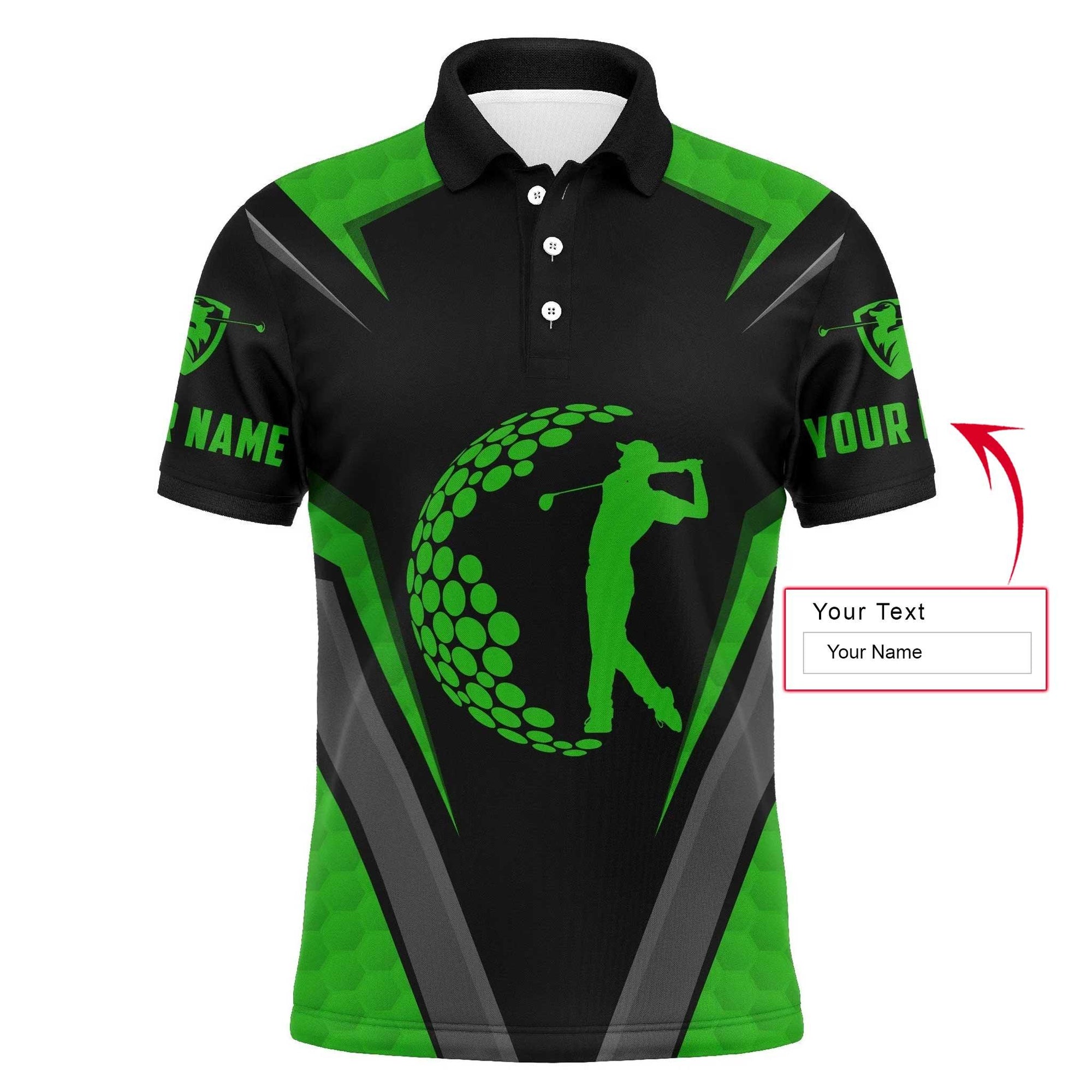 Golf Polo Shirts For Men - Golfing Golf Ball Custom Name Green Black Apparel - Personalized Gift For Golf Lover, Team, Golfer, Best Golf Polo Shirts - Amzanimalsgift