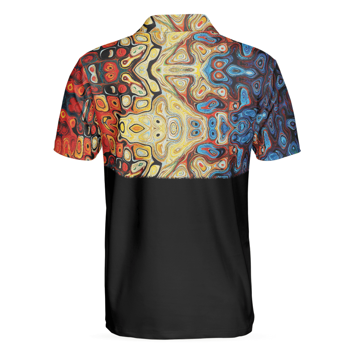 Golf Silhouette With Sky Wavy Abstract Seamless Pattern Men Polo Shirt, Black Golf Shirt For Men, Gift For Golf Lovers - Amzanimalsgift