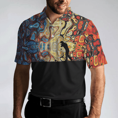Golf Silhouette With Sky Wavy Abstract Seamless Pattern Men Polo Shirt, Black Golf Shirt For Men, Gift For Golf Lovers - Amzanimalsgift