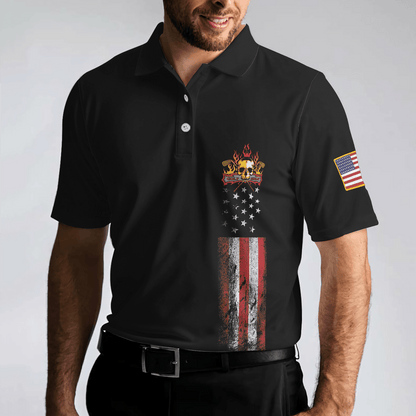 Golf Skull America Flag Men Polo Shirt, Wet Paint Black Polo Shirt, Best Golf Shirt For Men - Best Gift For Golf Lovers - Amzanimalsgift