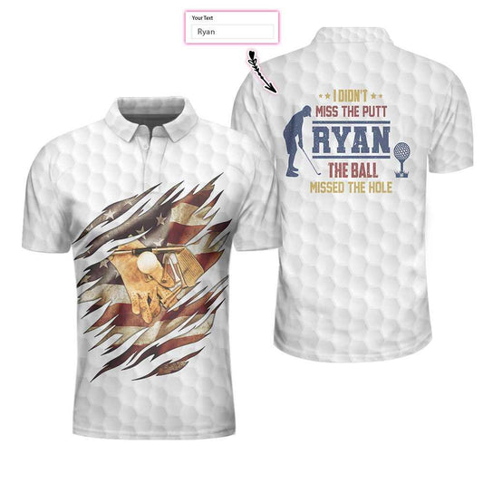 Golf Vintage And American Flag Custom Men Polo Shirt, Personalized I Didn't Miss The Putt Polo Shirt, Funny Golf Shirt For Men, Best Golf Shirt For Men - Amzanimalsgift