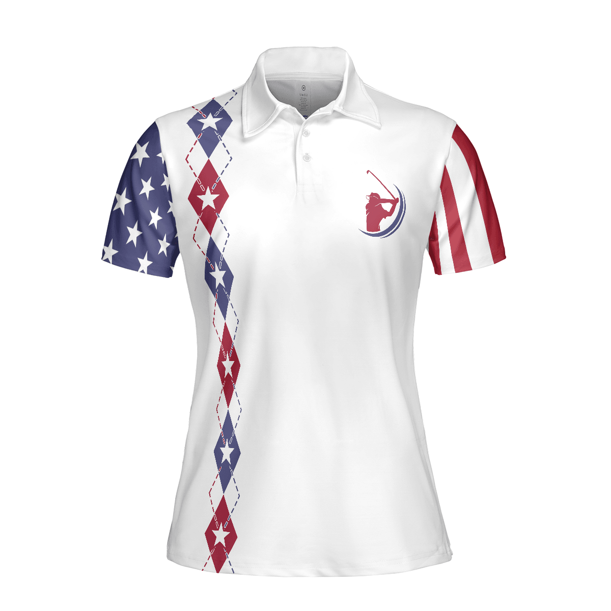 Golf Women Polo Shirt, American Flag Argyle Pattern Women Polo Shirts, Too Old To Work Too Young To Die But Perfect For Golfing - Amzanimalsgift