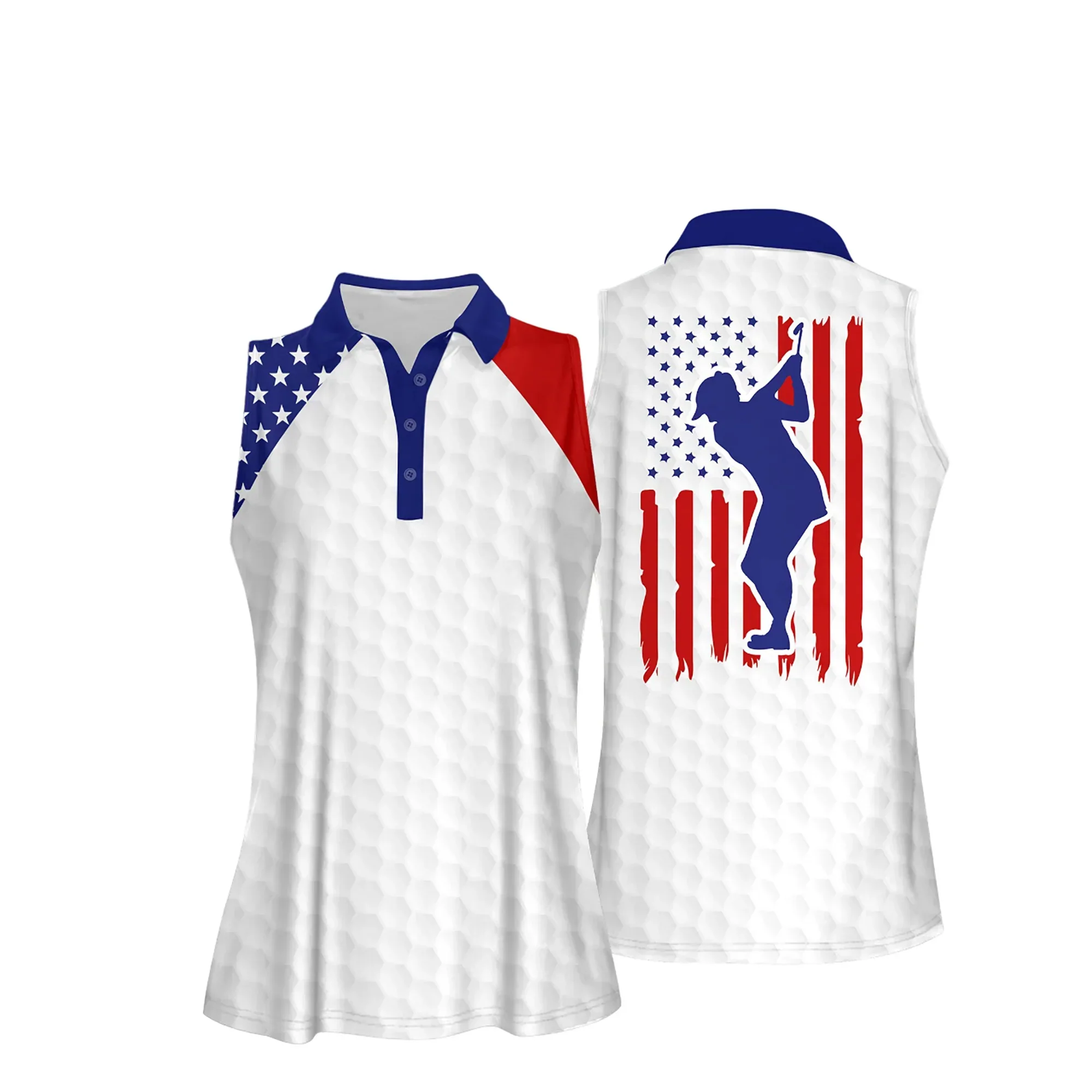 Golf Women Polo Shirt, American Flag Golf Flag Addicted White Background Women Polo Shirt - Gift For Mother's Day, Golfers, Female, Golf Lovers - Amzanimalsgift