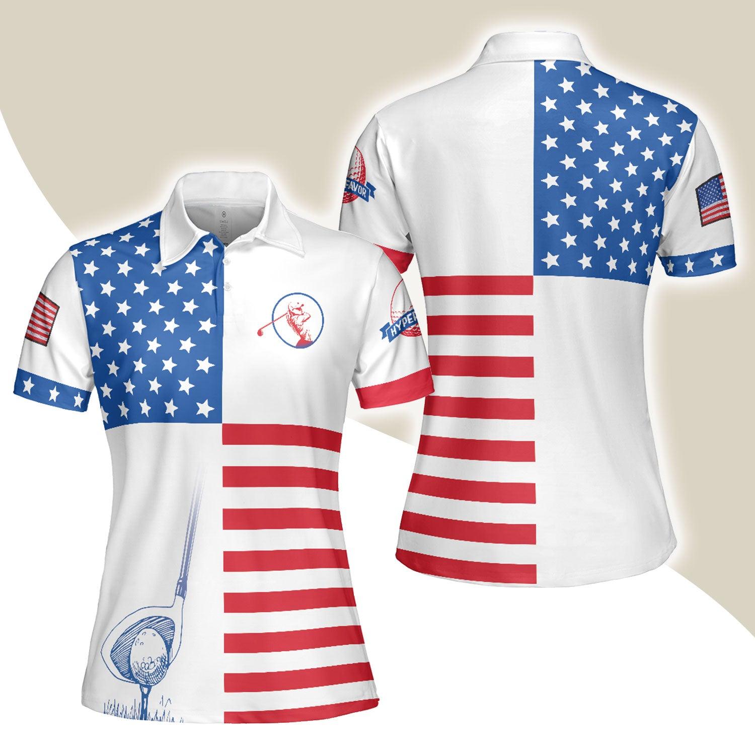 Golf Women Polo Shirt, American Flag Patriotic Golf Shirt For Ladies, Unique Golf Gift For Girls - Best Gift For Golfers, Golf Lovers - Amzanimalsgift