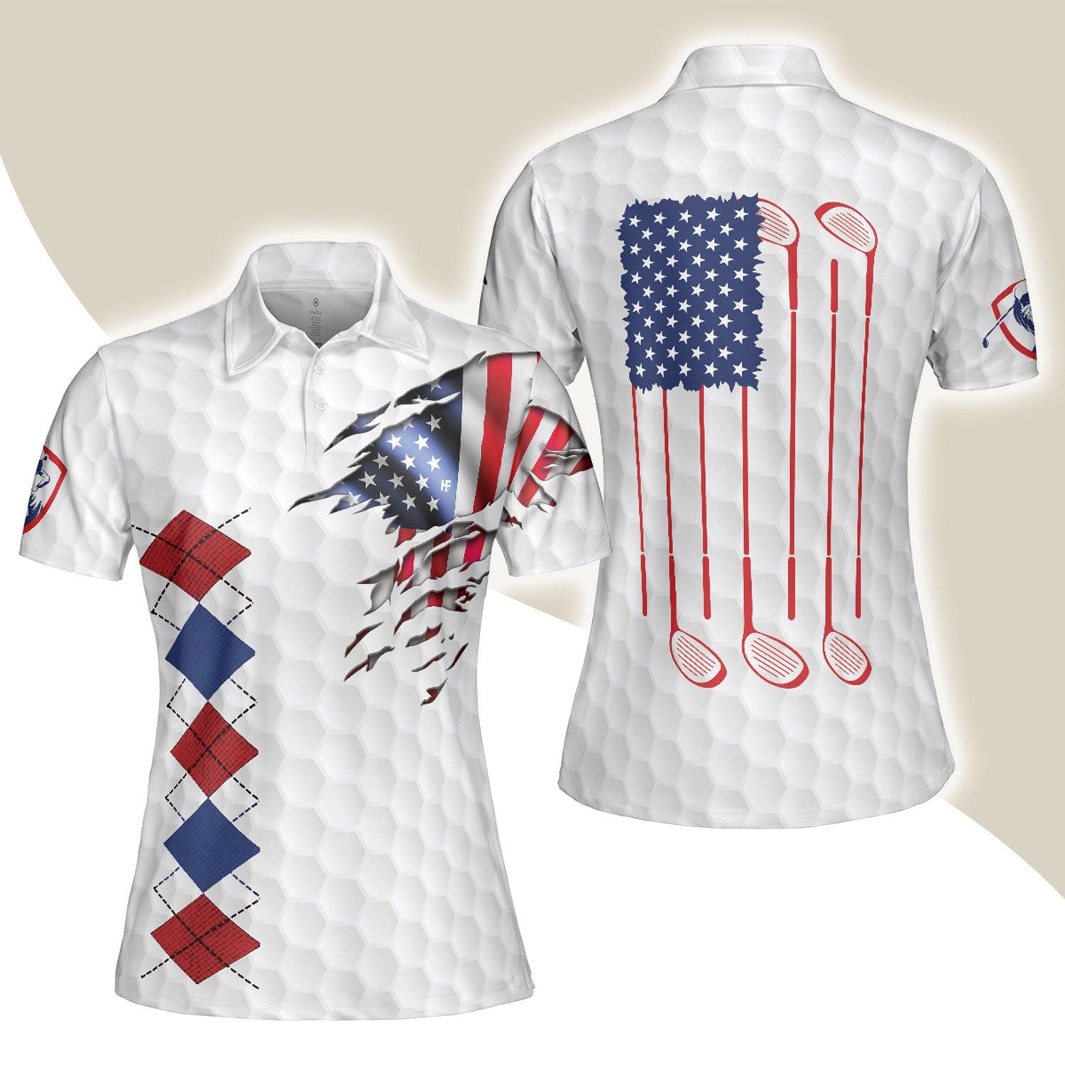 Golf Women Polo Shirt, American Flag With Argyle Pattern, Patriotic Golfing Shirt Design For Men - Best Gift For Golfers, Golf Lovers - Amzanimalsgift