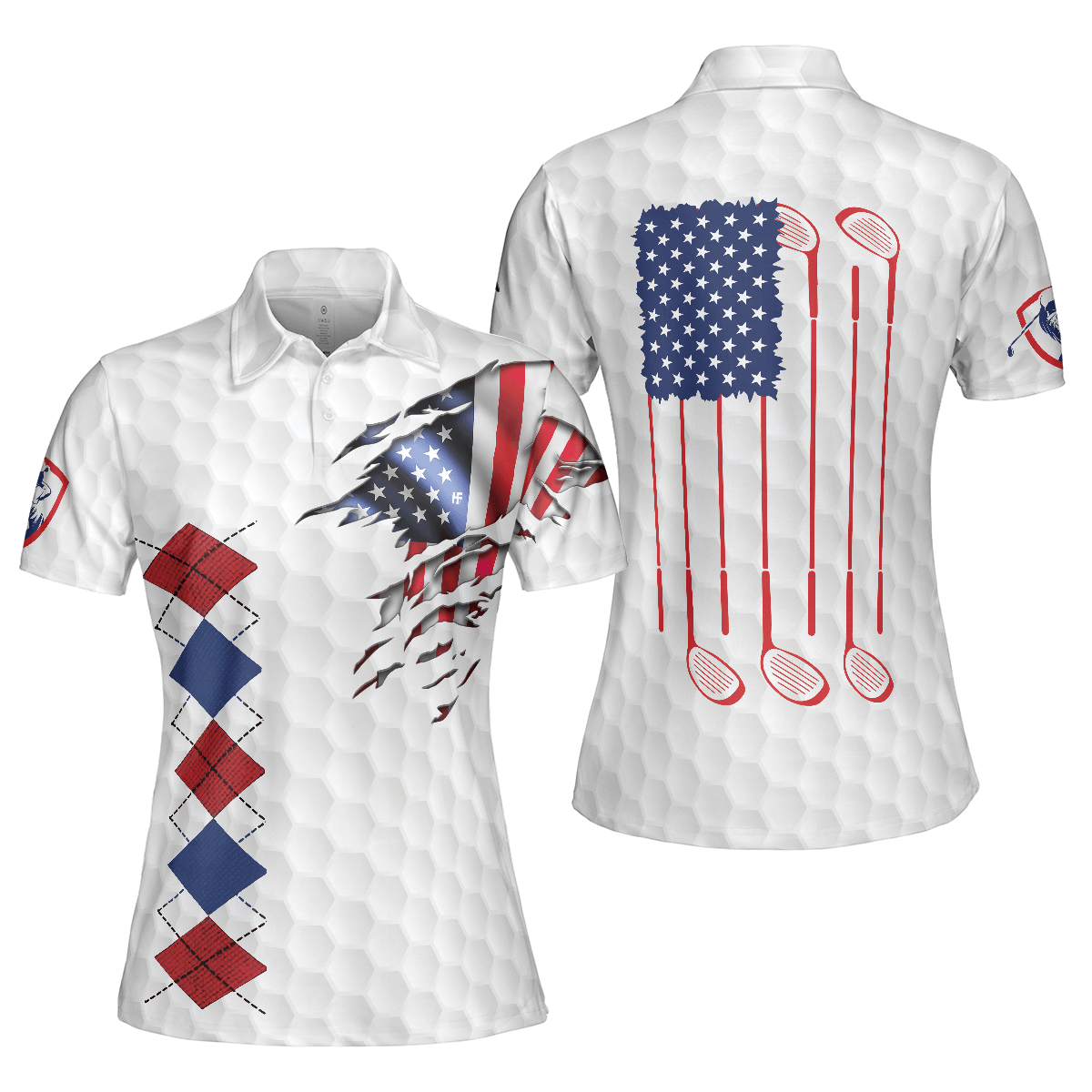 Golf Women Polo Shirt, American Flag With Argyle Pattern, Patriotic Golfing Shirt Design For Men - Best Gift For Golfers, Golf Lovers - Amzanimalsgift