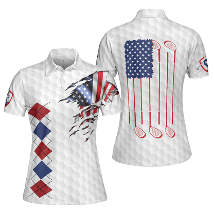 Golf Women Polo Shirt, American Flag With Argyle Pattern, Patriotic Golfing Shirt Design For Men - Best Gift For Golfers, Golf Lovers - Amzanimalsgift