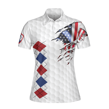 Golf Women Polo Shirt, American Flag With Argyle Pattern, Patriotic Golfing Shirt Design For Men - Best Gift For Golfers, Golf Lovers - Amzanimalsgift