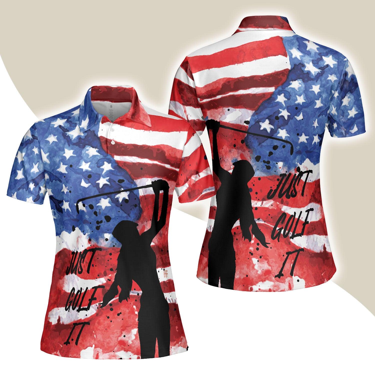 Golf Women Polo Shirt, American Golfer, Wet Paint American Flag Polo Shirt, Patriotic Golf Polo Shirts For Ladies - Gift For Golfers, Golf Lovers - Amzanimalsgift