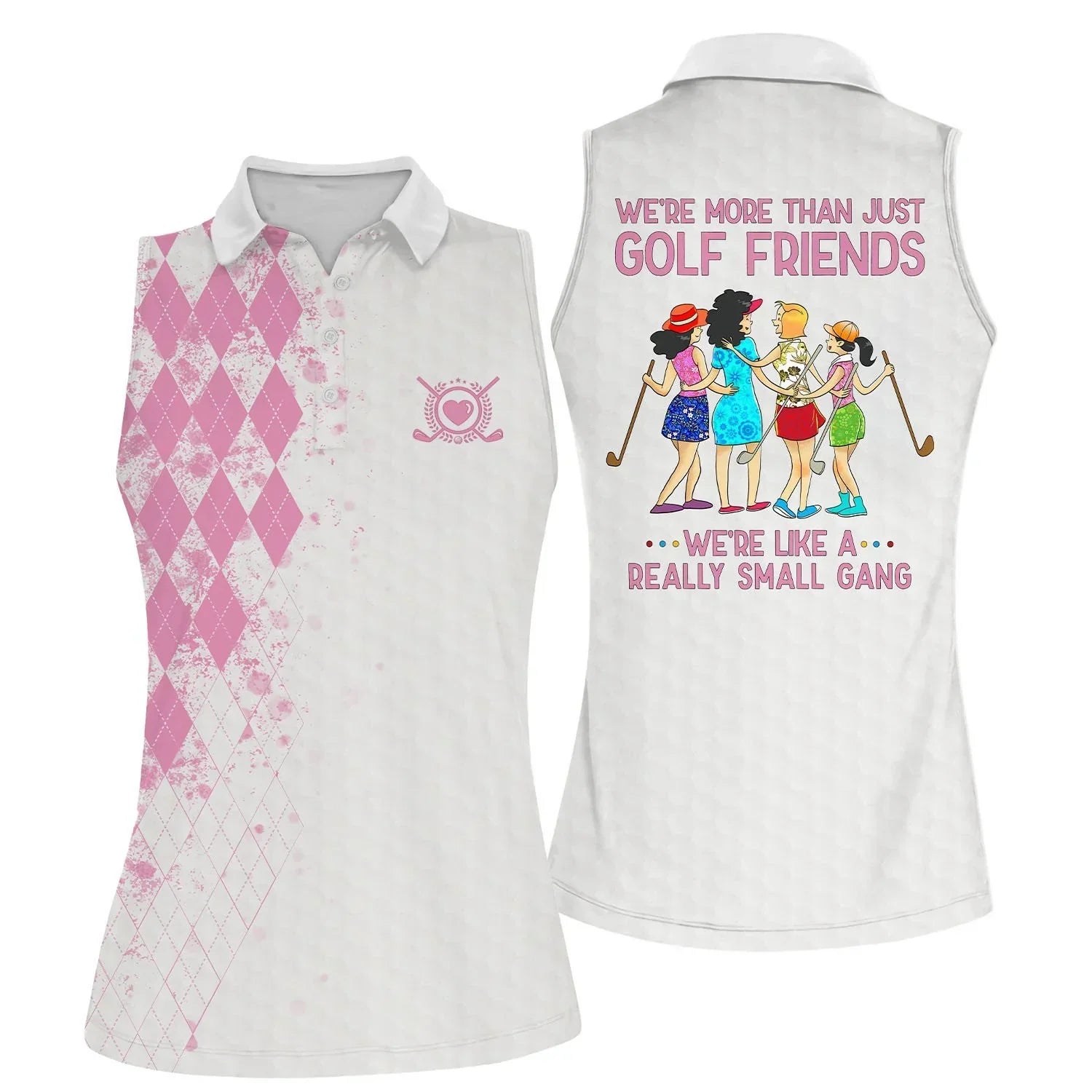 Golf Women Polo Shirt, Argyle Pattern We're More Than Just Golf Friends Polo Shirt For Female - Gift Sport For Mother's Day, Golfers, Golf Lover - Amzanimalsgift