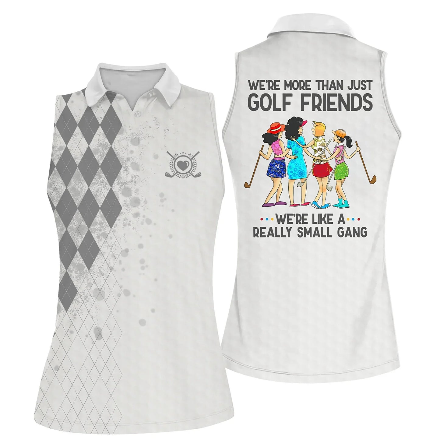 Golf Women Polo Shirt, Argyle Pattern We're More Than Just Golf Friends Polo Shirt For Female - Gift Sport For Mother's Day, Golfers, Golf Lover - Amzanimalsgift