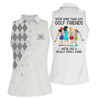 Golf Women Polo Shirt, Argyle Pattern We're More Than Just Golf Friends Polo Shirt For Female - Gift Sport For Mother's Day, Golfers, Golf Lover - Amzanimalsgift