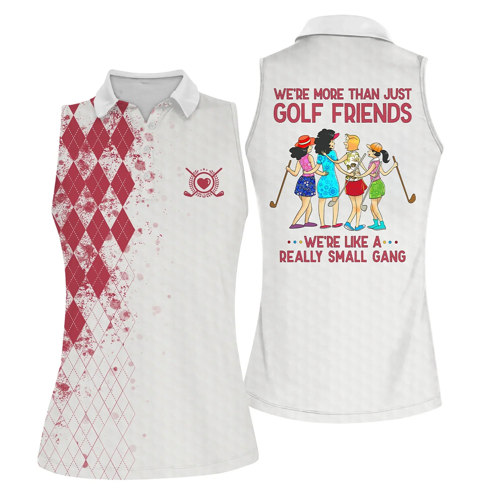 Golf Women Polo Shirt, Argyle Pattern We're More Than Just Golf Friends Polo Shirt For Female - Gift Sport For Mother's Day, Golfers, Golf Lover - Amzanimalsgift