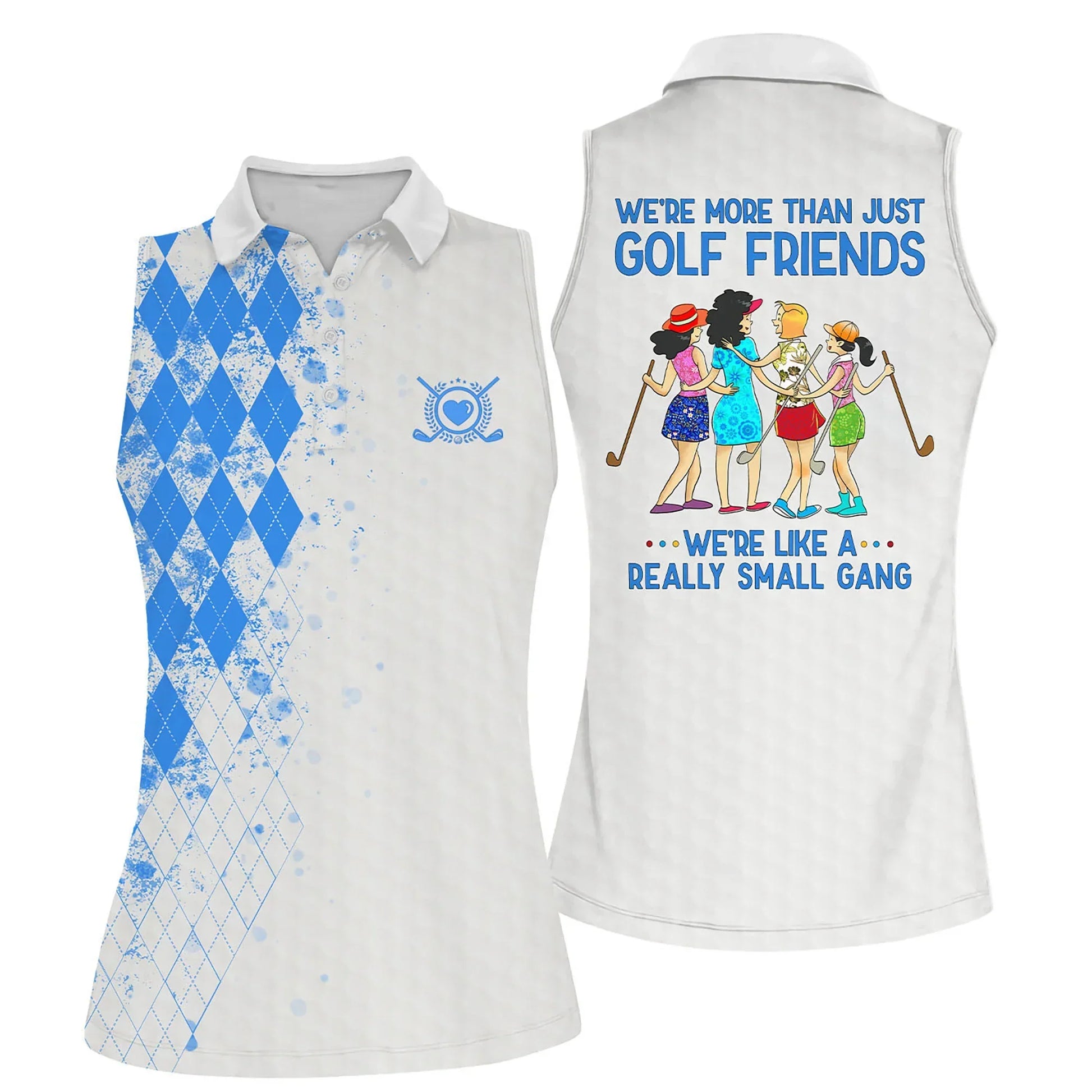 Golf Women Polo Shirt, Argyle Pattern We're More Than Just Golf Friends Polo Shirt For Female - Gift Sport For Mother's Day, Golfers, Golf Lover - Amzanimalsgift