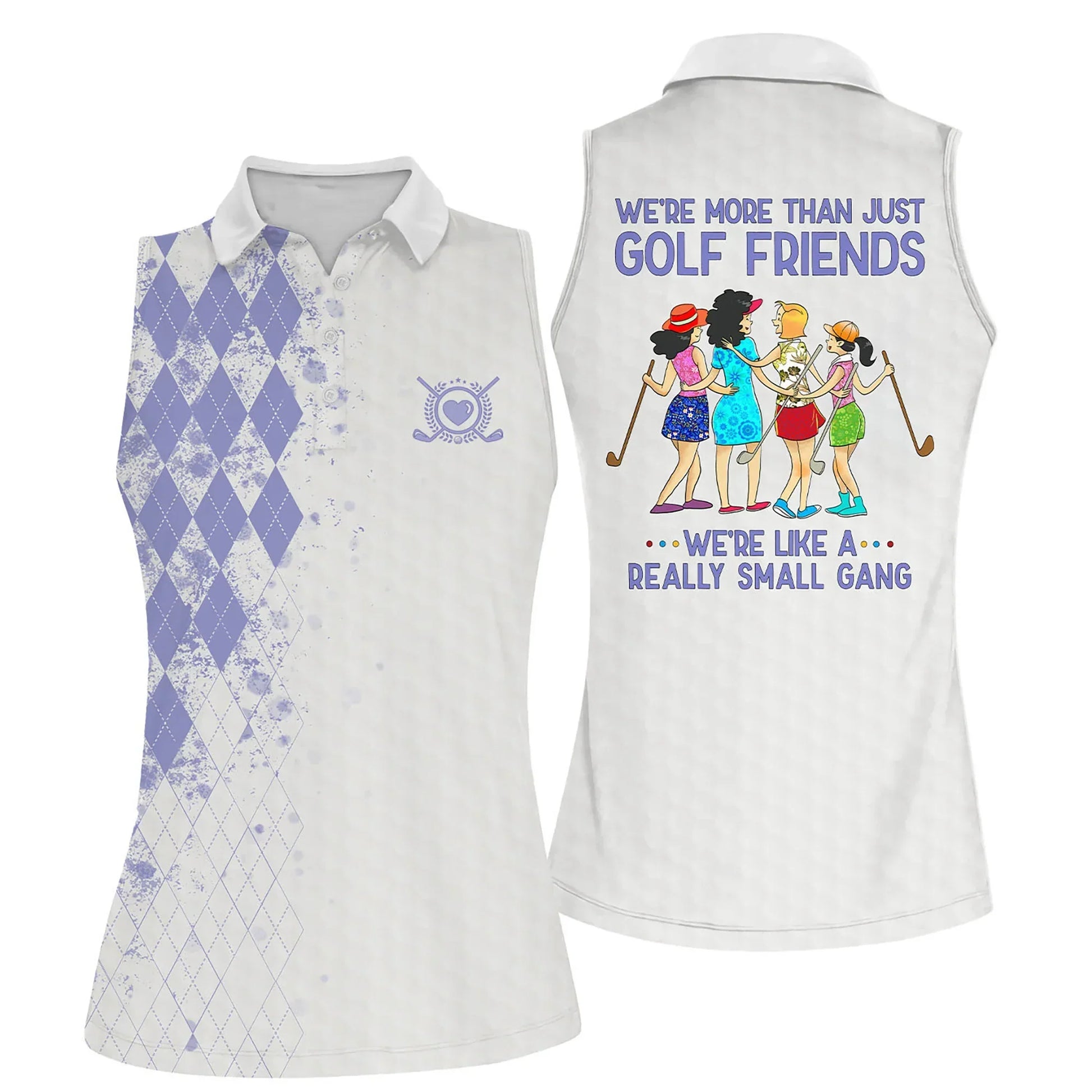 Golf Women Polo Shirt, Argyle Pattern We're More Than Just Golf Friends Polo Shirt For Female - Gift Sport For Mother's Day, Golfers, Golf Lover - Amzanimalsgift