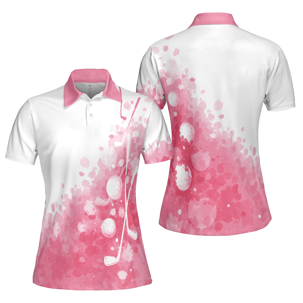 Golf Women Polo Shirt, Artistic Pink And White Golf Shirt For Ladies - Perfect Gift For Golfers, Golf Lovers - Amzanimalsgift