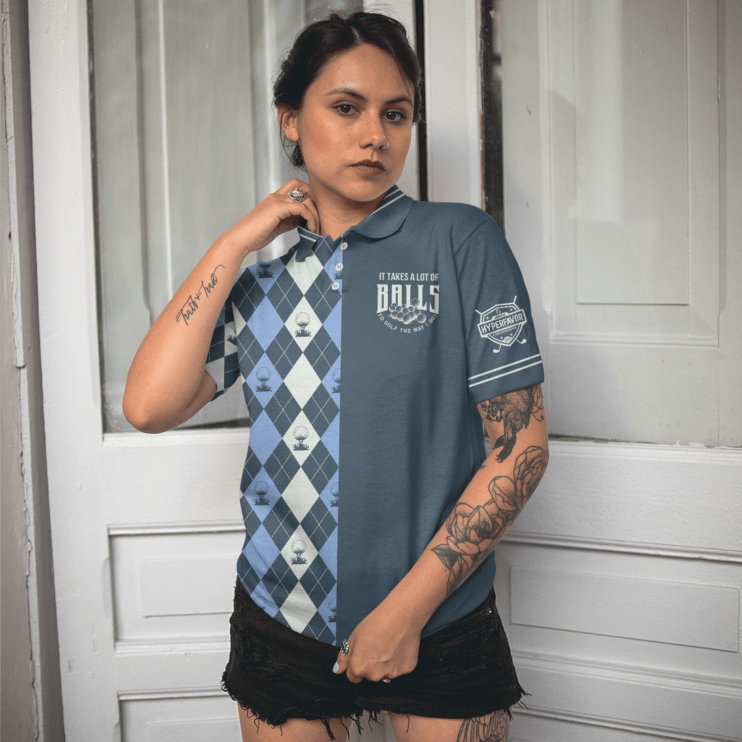 Golf Women Polo Shirt, Balls To Golf The Way I Do, Golf Sports Caro Pattern Women Polo Shirts, Best Gift For Female Golfers, Ladies, Golf Lovers - Amzanimalsgift