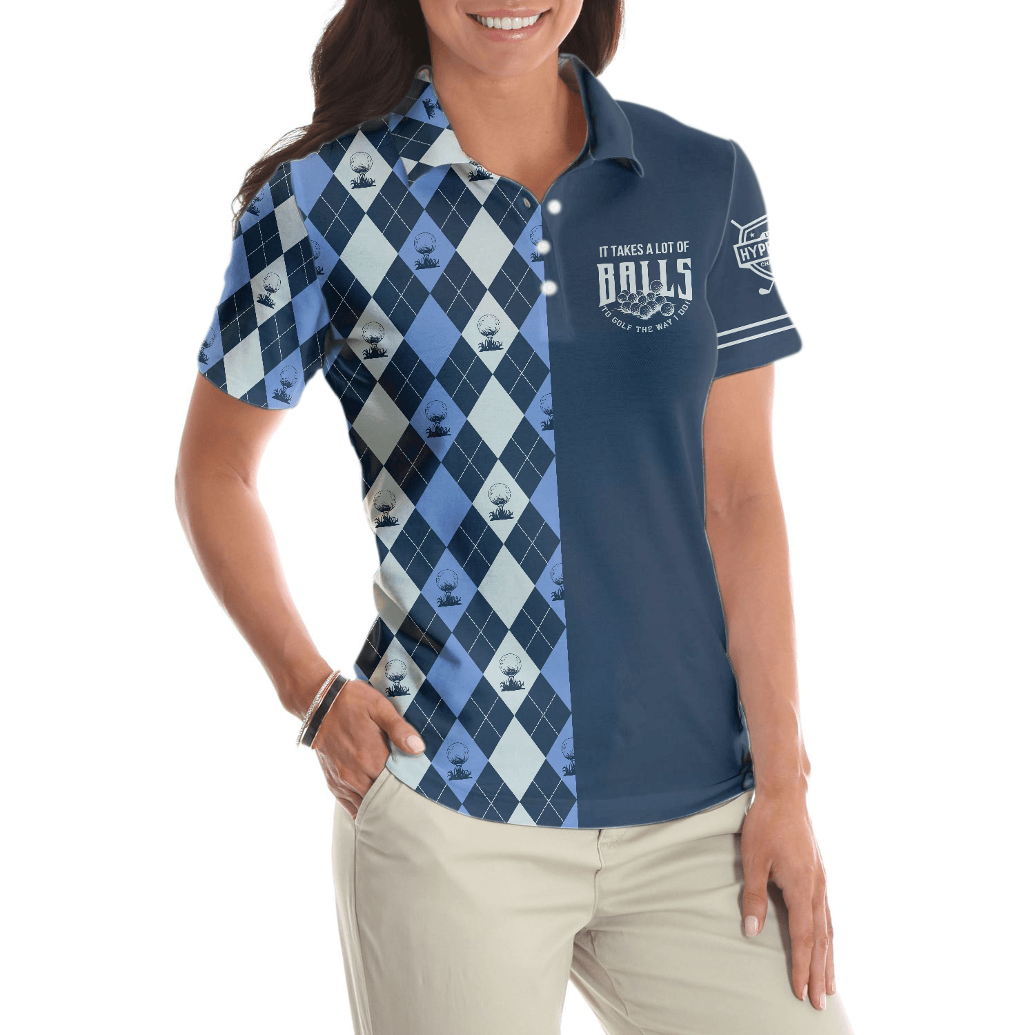 Golf Women Polo Shirt, Balls To Golf The Way I Do, Golf Sports Caro Pattern Women Polo Shirts, Best Gift For Female Golfers, Ladies, Golf Lovers - Amzanimalsgift