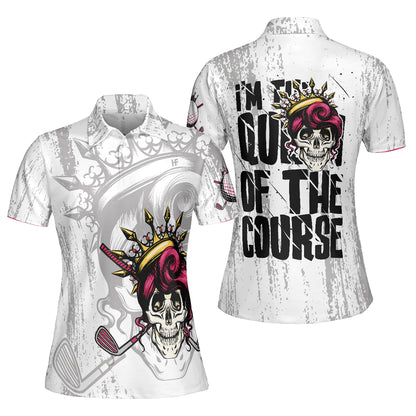 Golf Women Polo Shirt, Black And White Skull, I'm The Queen Of The Course Shirt For Ladies - Perfect Gift For Golfers, Golf Lovers - Amzanimalsgift