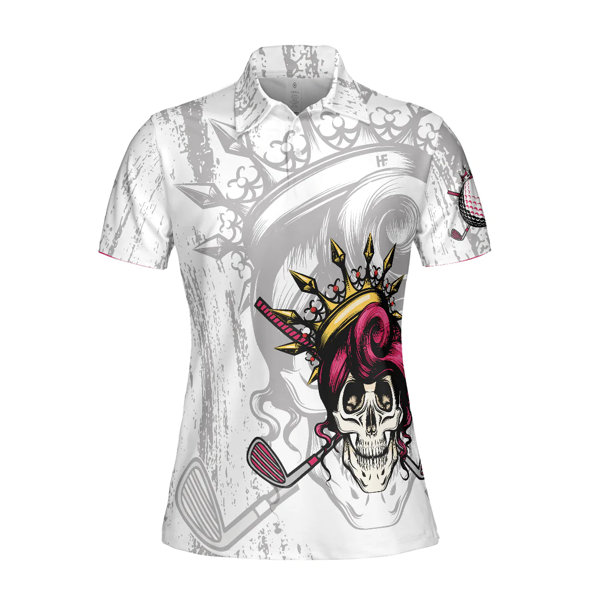 Golf Women Polo Shirt, Black And White Skull, I'm The Queen Of The Course Shirt For Ladies - Perfect Gift For Golfers, Golf Lovers - Amzanimalsgift