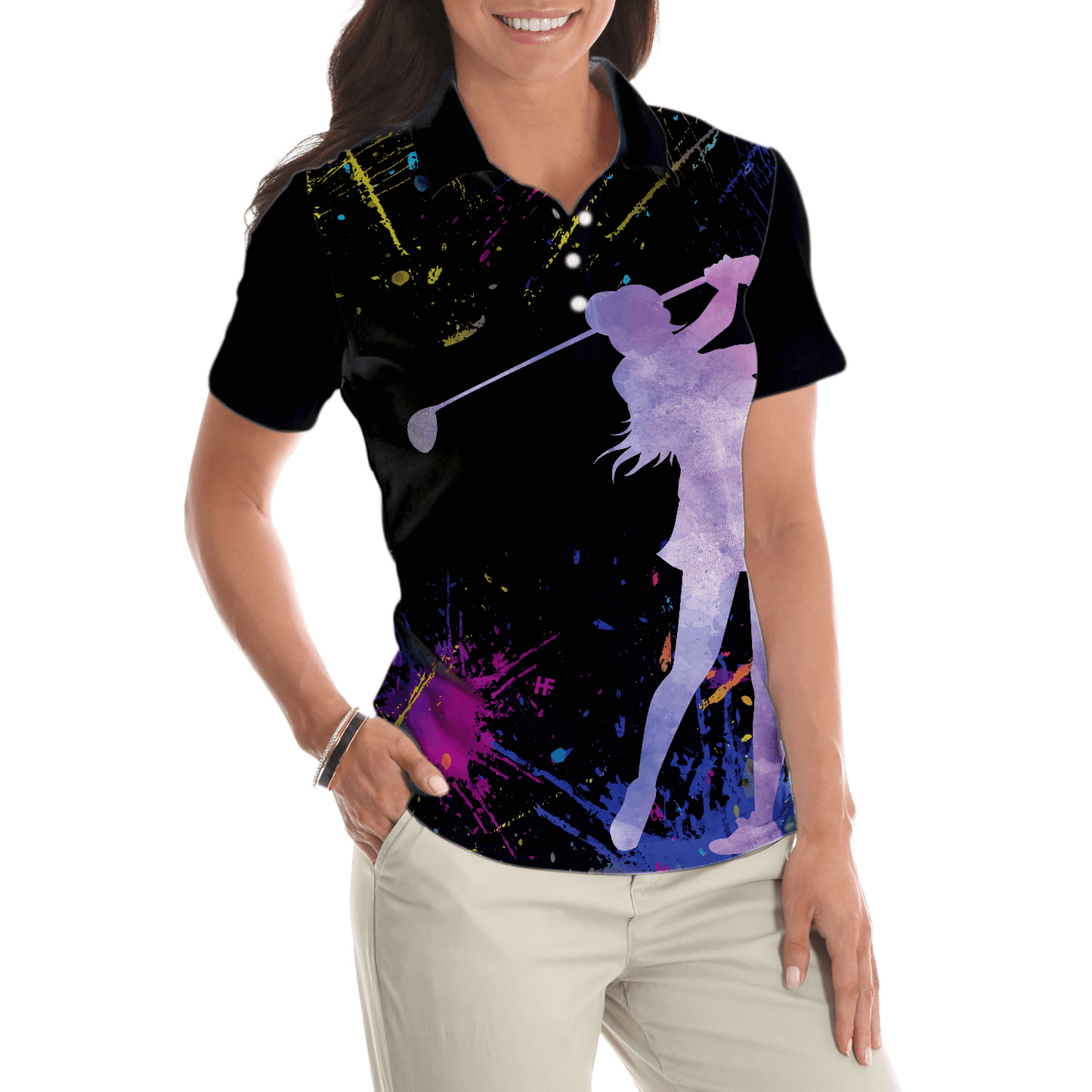 Golf Women Polo Shirt - Black Golfing Golf Girl You Say Girl Can't Golf I Say Watch Me Women Polo Shirts - Perfect Gift For Women, Golfers, Golf Lover - Amzanimalsgift