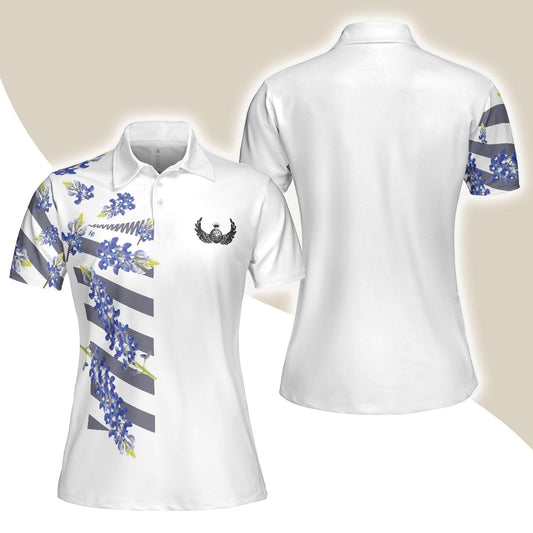 Golf Women Polo Shirt, Bluebonnet Floral Texas Golf Women Polo Shirts, Unique Female Golf Gift For Ladies, Golf Lovers, Golfers - Amzanimalsgift