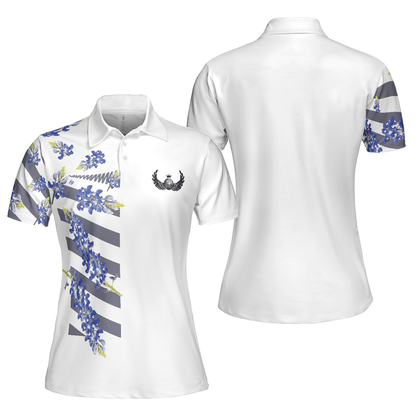 Golf Women Polo Shirt, Bluebonnet Floral Texas Golf Women Polo Shirts, Unique Female Golf Gift For Ladies, Golf Lovers, Golfers - Amzanimalsgift