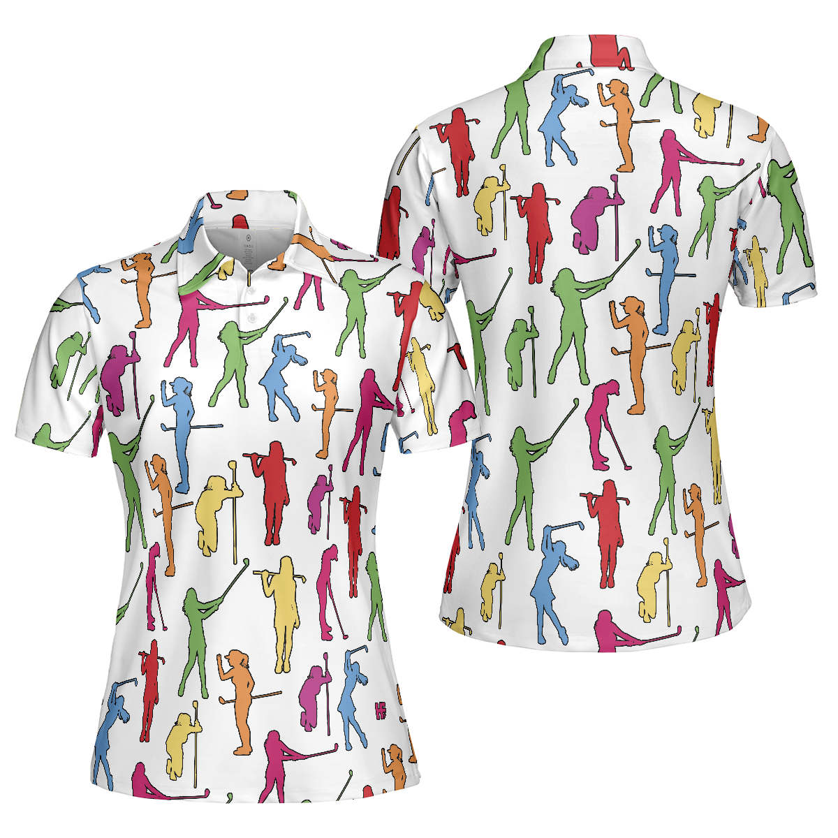 Golf Women Polo Shirt, Colorful Female Golfer White Women Polo Shirts, Gift For Golfers, Golf Lovers, Ladies, Golf Tournament, Golf Coach, Golf Club - Amzanimalsgift