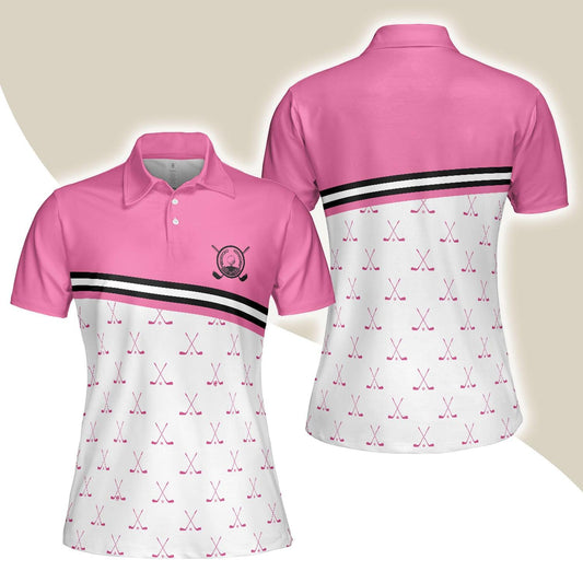 Golf Women Polo Shirt, Crossed Pink Golf Clubs Women Polo Shirt, Simple Golf Shirt Design For Women - Perfect Gift For Ladies, Golfers, Golf Lovers - Amzanimalsgift