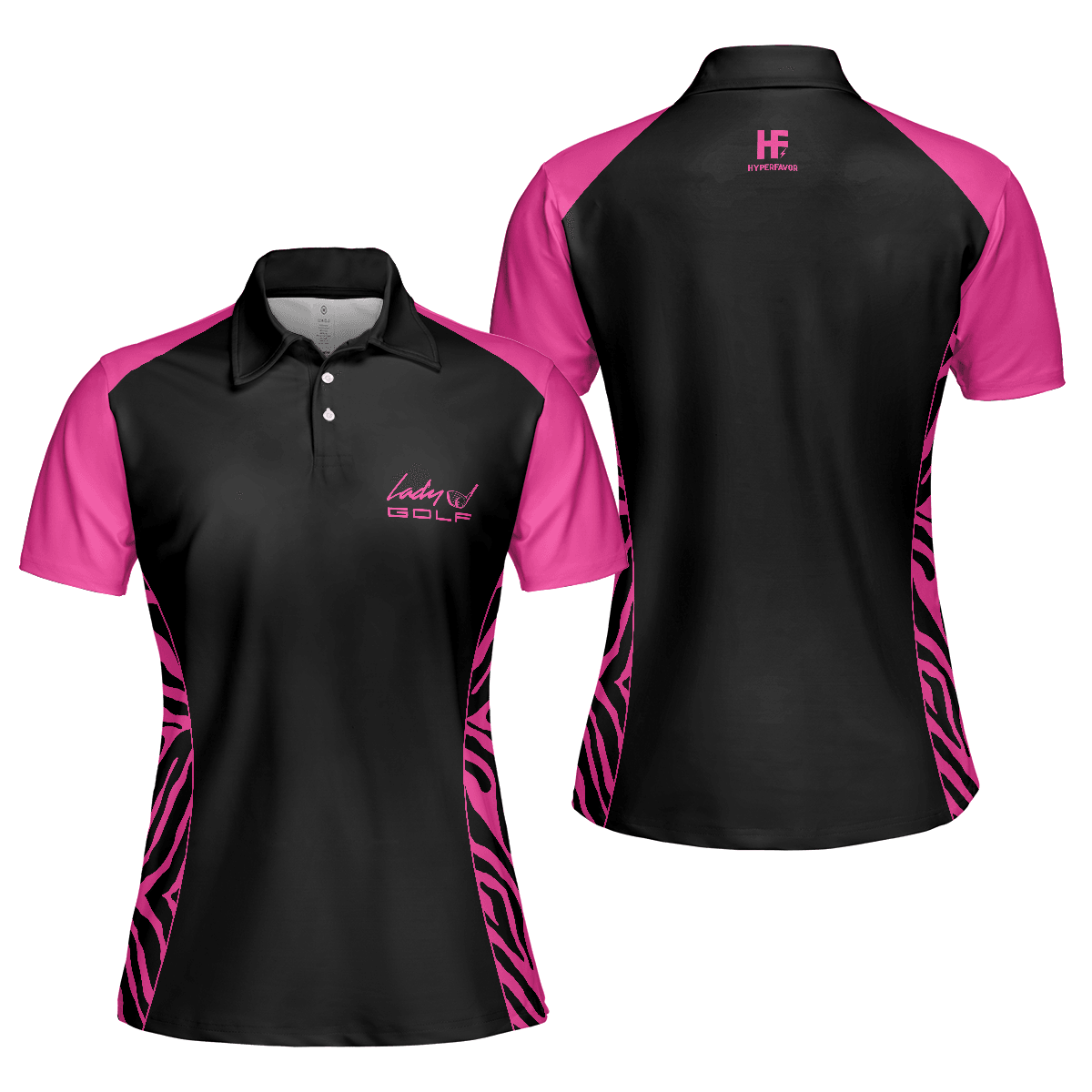 Golf Women Polo Shirt, Dark Pink Zebra Pattern Thinning Layout For Lady Golfer Women Polo Shirts, Best Gift For Golf Lovers, Ladies, Female Golfers - Amzanimalsgift