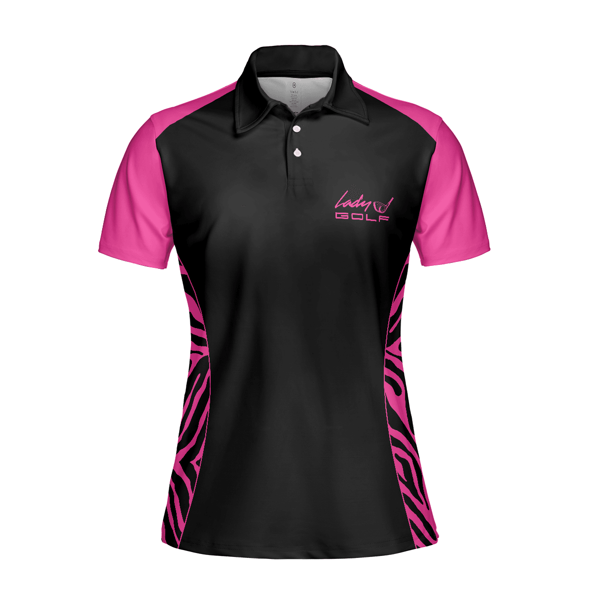 Golf Women Polo Shirt, Dark Pink Zebra Pattern Thinning Layout For Lady Golfer Women Polo Shirts, Best Gift For Golf Lovers, Ladies, Female Golfers - Amzanimalsgift